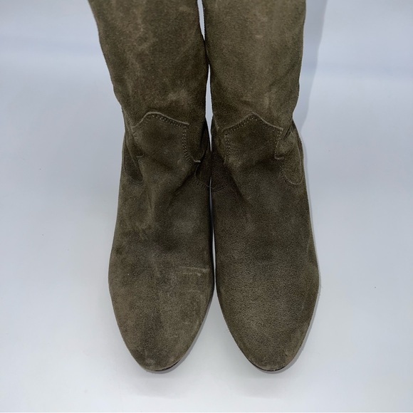 Urban Outfitters Duo Brand Olive Green Suede 2.5” Heeled Cowboy Boots Size 40EU - Picture 4 of 11